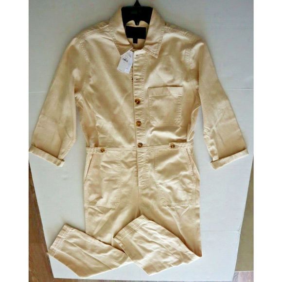 Banana Republic 865092001 Womens Sz 6 Light Ecru Cream/Beige Denim Jumpsuit $140 - Picture 13 of 16